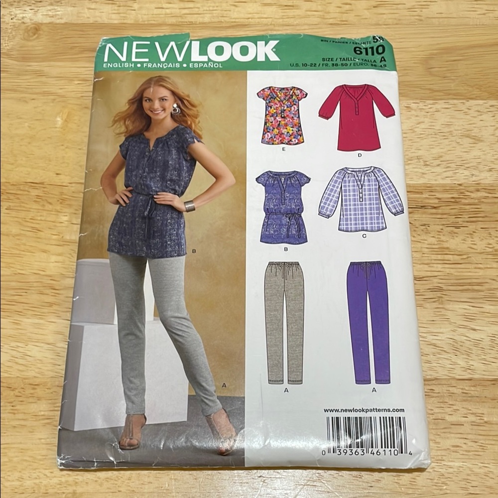New Look Misses' Tunic & Pants Sewing Pattern 6110 Size 10-22 US  Half uncut